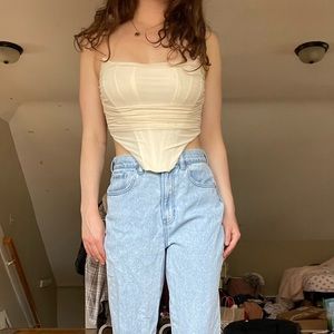 Tic Toc Cream Draped Corset Top